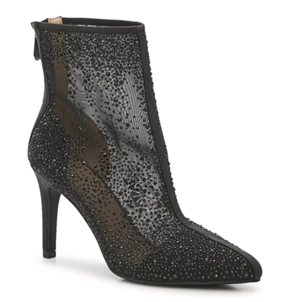 Adrienne Vittadini Noon Transparent Heeled Boot Black Size 10